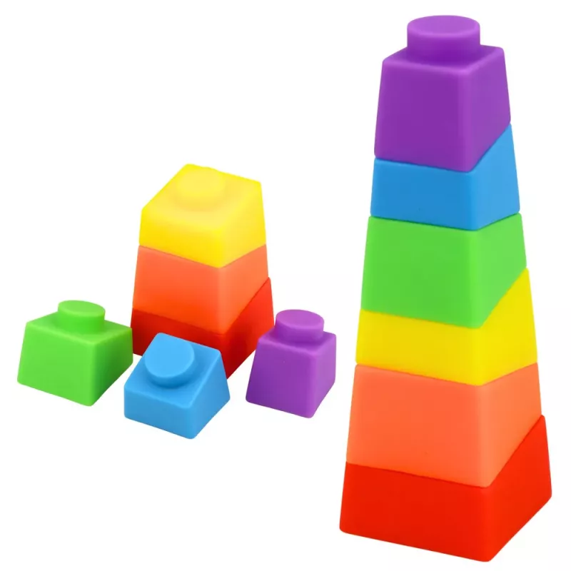 LEAN TOYS conjunto de blocos de borracha torre foguetão cosmonauta coloridos 11 peças