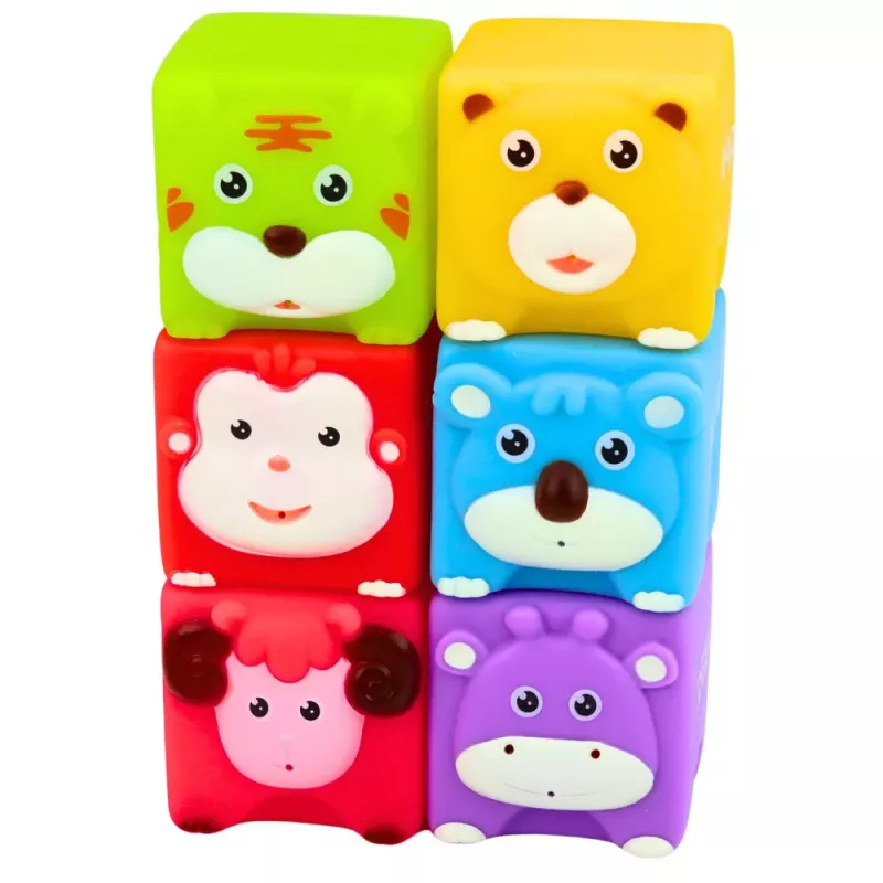 LEAN TOYS conjunto de blocos de borracha macia educativos animais coloridos 6 peças