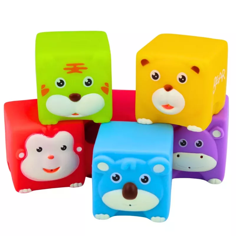 LEAN TOYS conjunto de blocos de borracha macia educativos animais coloridos 6 peças