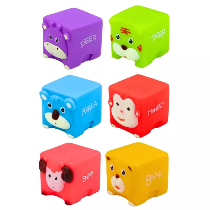 LEAN TOYS conjunto de blocos de borracha macia educativos animais coloridos 6 peças