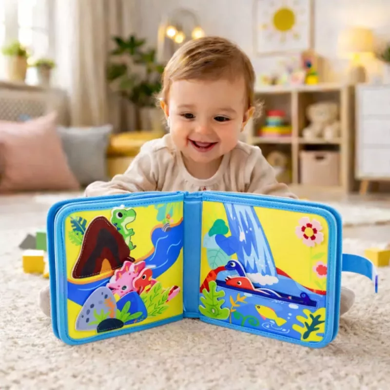 LEAN TOYS livro educativo sensorial de feltro 3D dinossauros