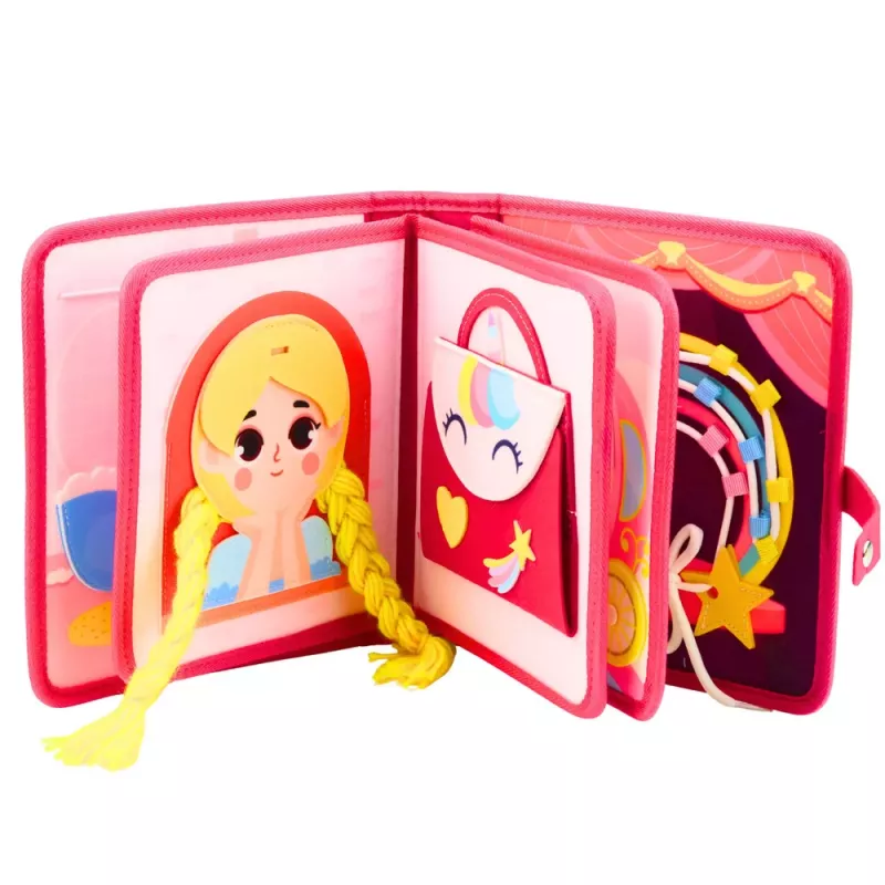 LEAN TOYS livro educativo sensorial de feltro 3D princesa rosa