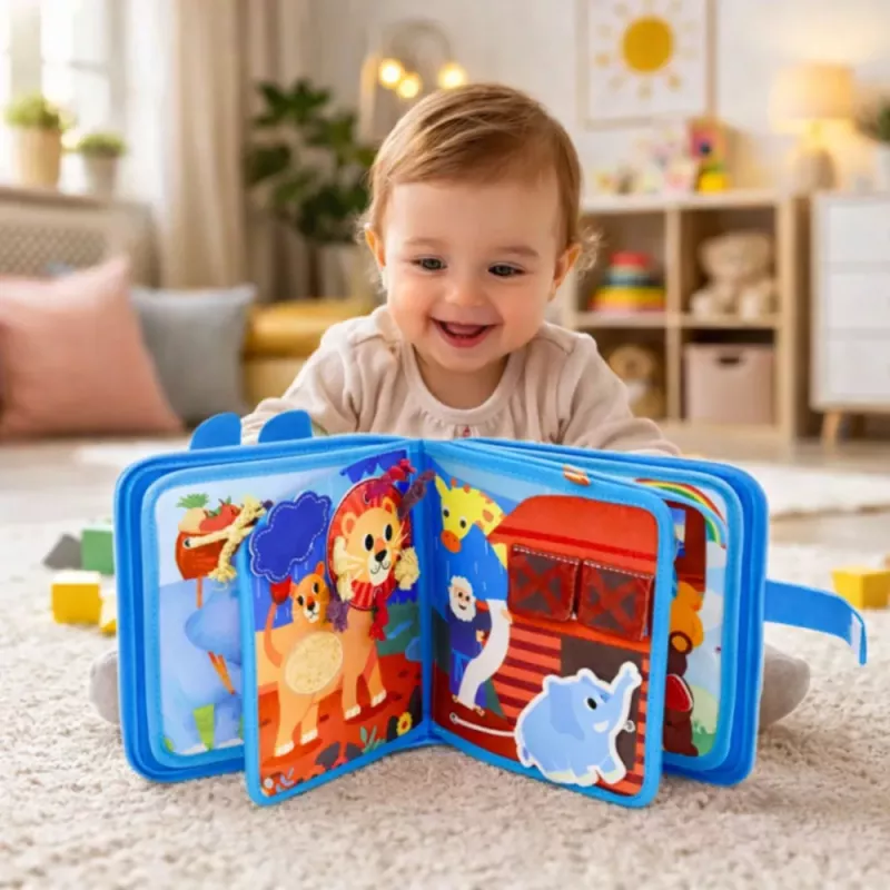 LEAN TOYS livro educativo sensorial de feltro 3D arca de Noé animais