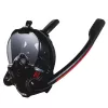 LEAN TOYS Máscara de Mergulho e Snorkel AntiFog DryTop de Face Completa Preta L/XL