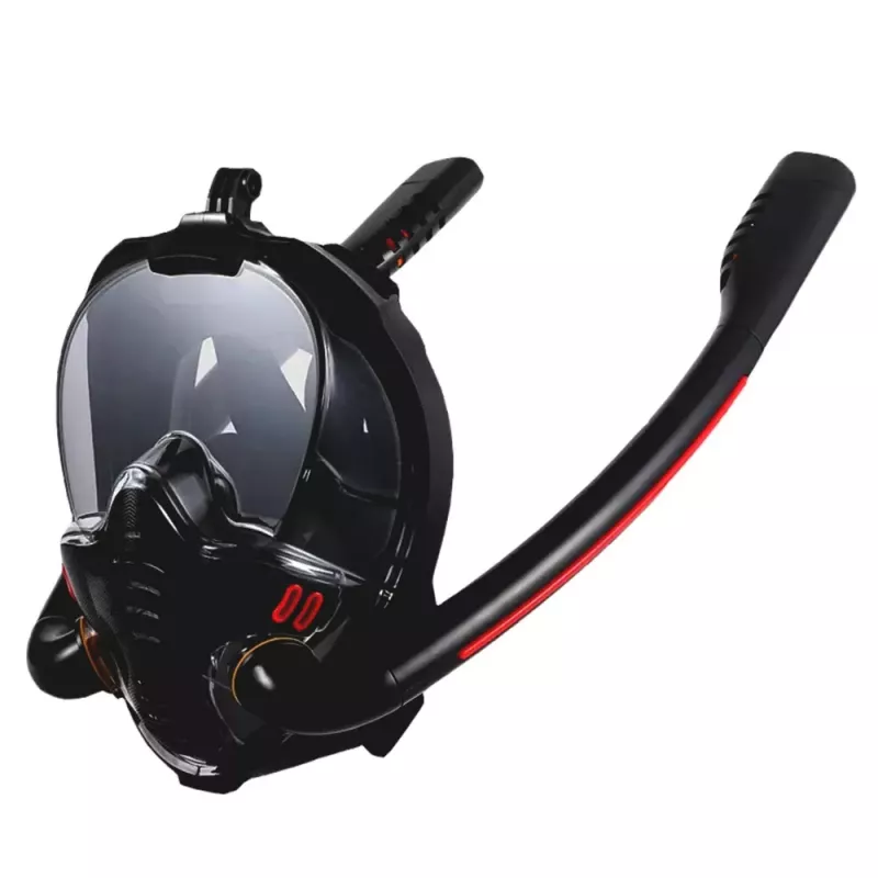 LEAN TOYS Máscara de Mergulho e Snorkel AntiFog DryTop de Face Completa Preta L/XL