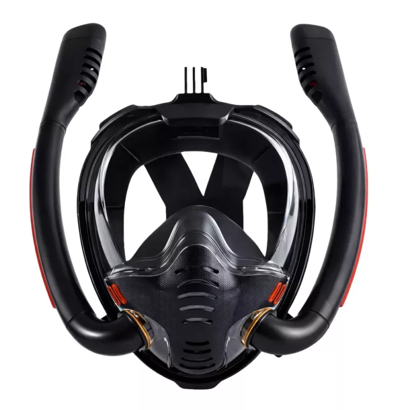 LEAN TOYS Máscara de Mergulho e Snorkel AntiFog DryTop de Face Completa Preta L/XL