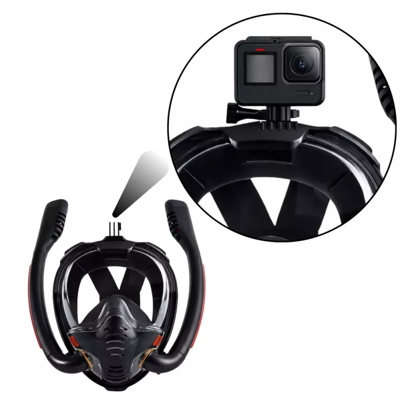 LEAN TOYS Máscara de Mergulho e Snorkel AntiFog DryTop de Face Completa Preta L/XL