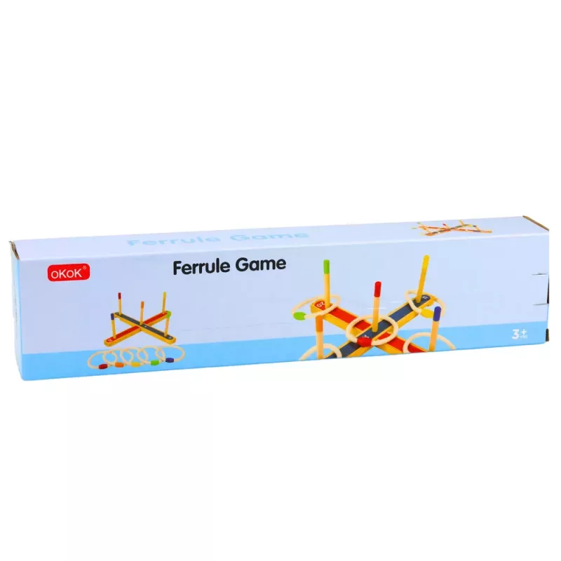 LEAN TOYS Jogo de Habilidade de Lançamento de Anéis de Madeira Jogo Familiar com Pontuação