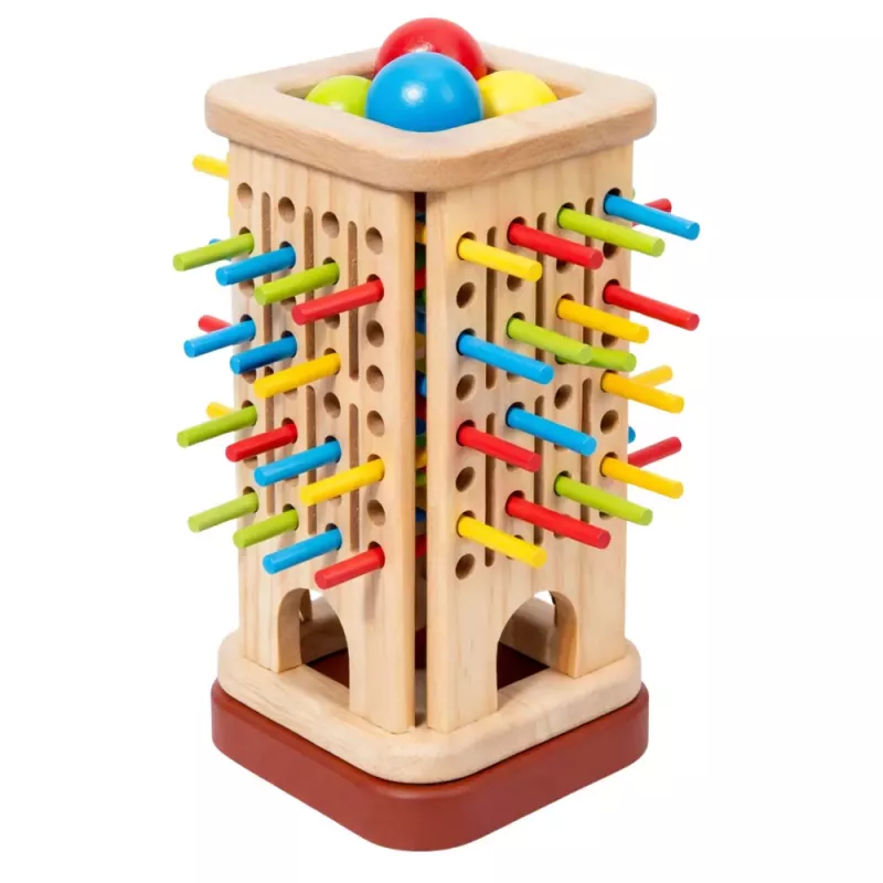 LEAN TOYS Jogo de Habilidade de Madeira Torre Varas Bolas Dados 37 Peças