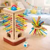 LEAN TOYS Jogo de Habilidade de Madeira Torre Varas Bolas Dados 37 Peças