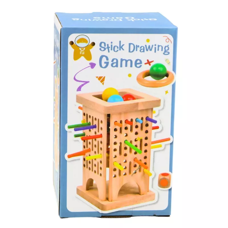 LEAN TOYS Jogo de Habilidade de Madeira Torre Varas Bolas Dados 37 Peças