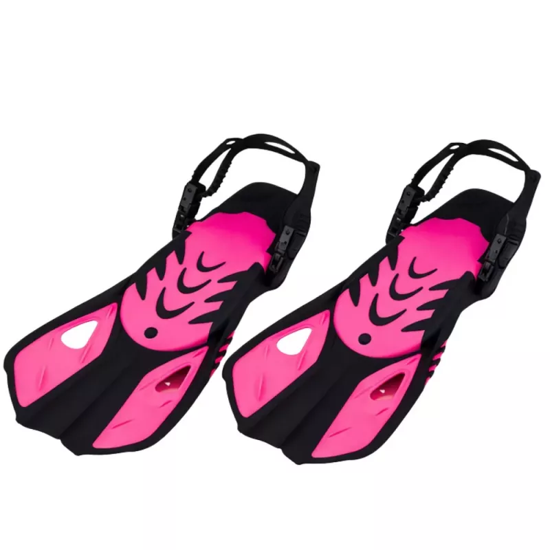 LEAN TOYS Conjunto de Snorkel Barbatanas Máscara Snorkel Preto e Rosa S/M