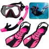 LEAN TOYS Conjunto de Snorkel Barbatanas Máscara Snorkel Preto e Rosa S/M
