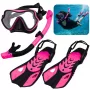 LEAN TOYS Conjunto de Snorkel Barbatanas Máscara Snorkel Preto e Rosa S/M