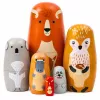 LEAN TOYS Conjunto de Bonecas Matrioska de Madeira Puzzle Animais da Floresta 6 unid.