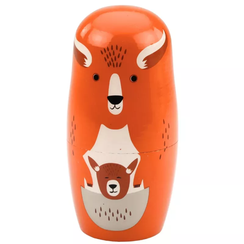 LEAN TOYS Conjunto de Bonecas Matrioska de Madeira Puzzle Animais da Floresta 6 unid.