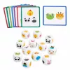 LEAN TOYS Jogo Educativo para Crianças Associar Animais Cubos de Madeira Cartas