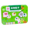 LEAN TOYS Jogo Educativo para Crianças Associar Animais Cubos de Madeira Cartas