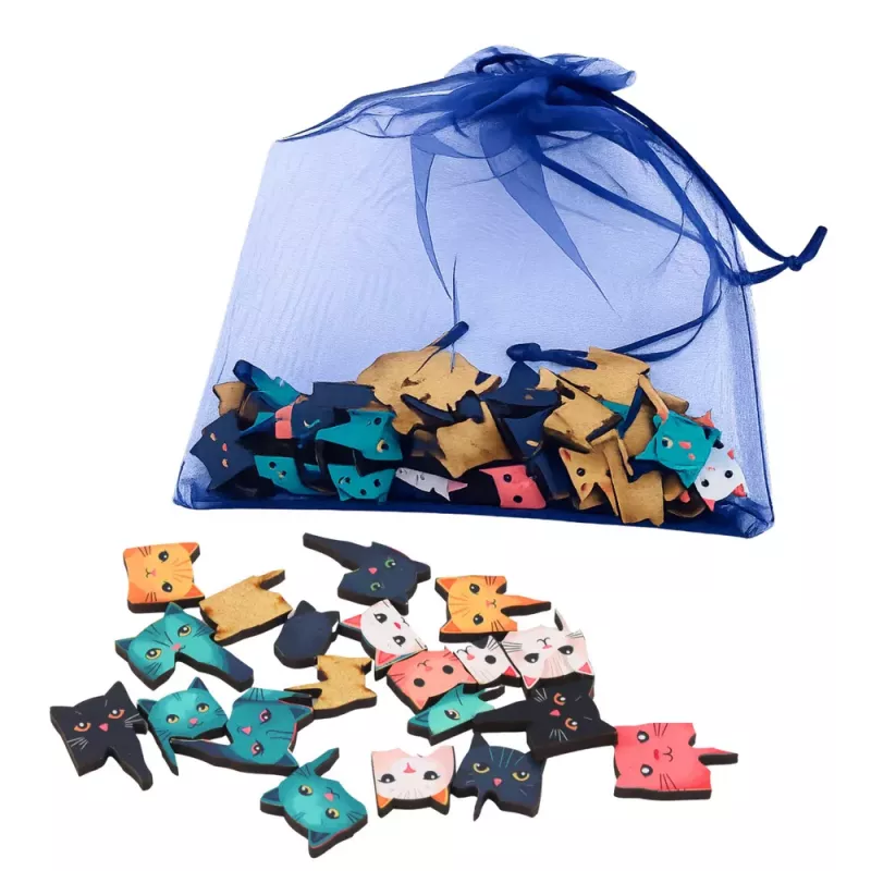 LEAN TOYS Puzzle de Madeira Gatinhos Jogo Educativo Puzzle Saco com Moldura 62 Peças