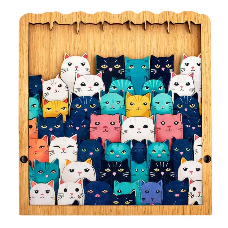 LEAN TOYS Puzzle de Madeira Gatinhos Jogo Educativo Puzzle Saco com Moldura 62 Peças