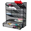 LEAN TOYS Organizador de Secretária de Metal para Canetas e Acessórios, Preto