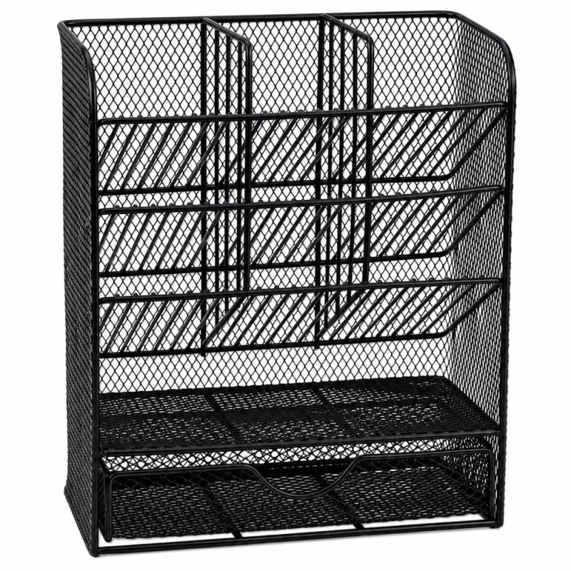 LEAN TOYS Organizador de Secretária de Metal para Canetas e Acessórios, Preto