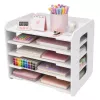 LEAN TOYS Organizador de Secretária de Madeira, Prateleiras para Documentos A4, Branco