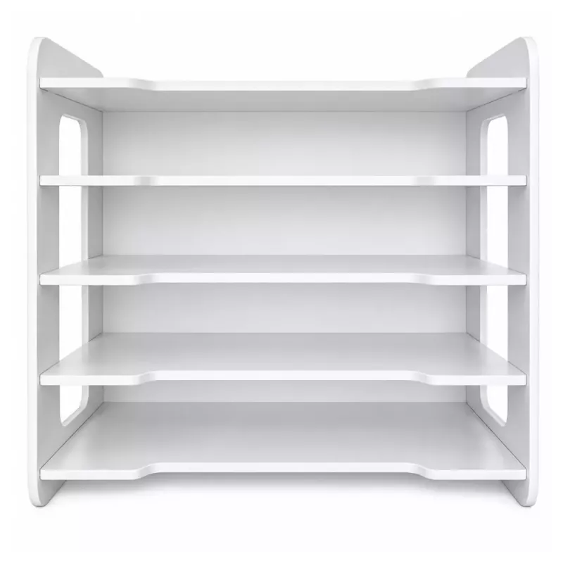 LEAN TOYS Organizador de Secretária de Madeira, Prateleiras para Documentos A4, Branco