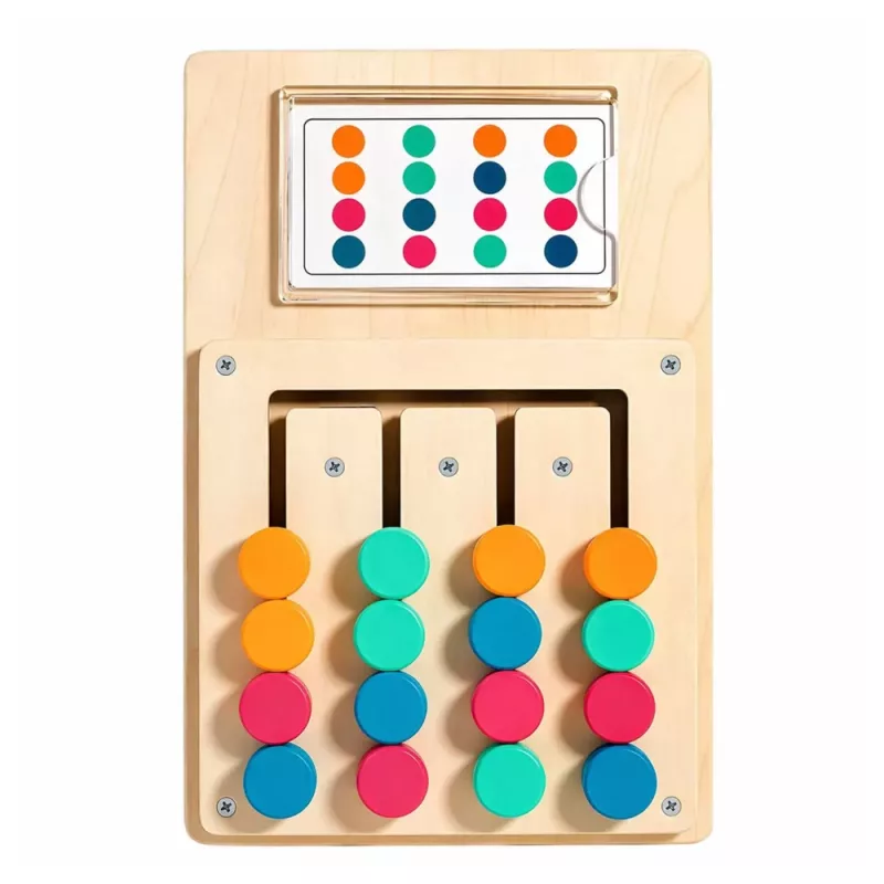 LEAN TOYS Jogo de Lógica de Madeira Associação de Cores Cartas de Puzzle com Padrões 12 unid.