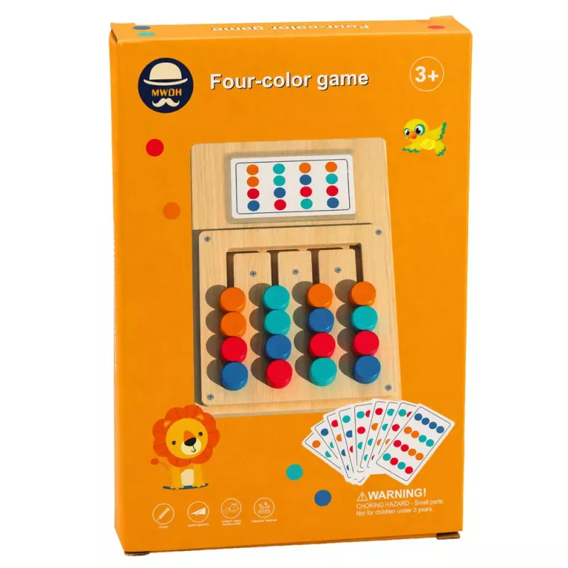 LEAN TOYS Jogo de Lógica de Madeira Associação de Cores Cartas de Puzzle com Padrões 12 unid.