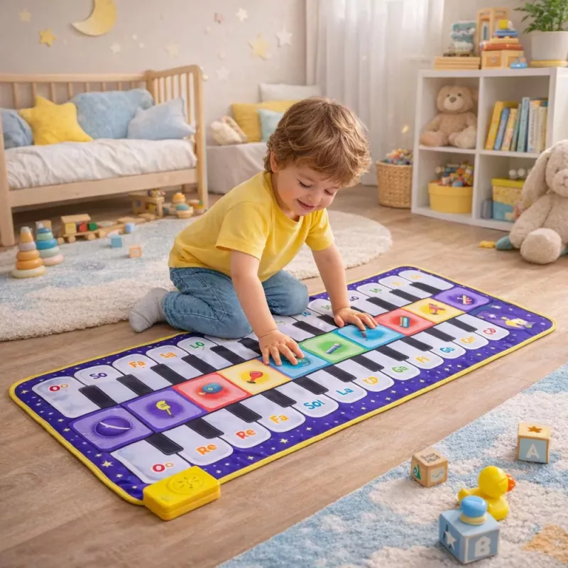 LEAN TOYS Tapete de Dança Musical Educativo Interativo Piano Espaço 120 x 48 cm