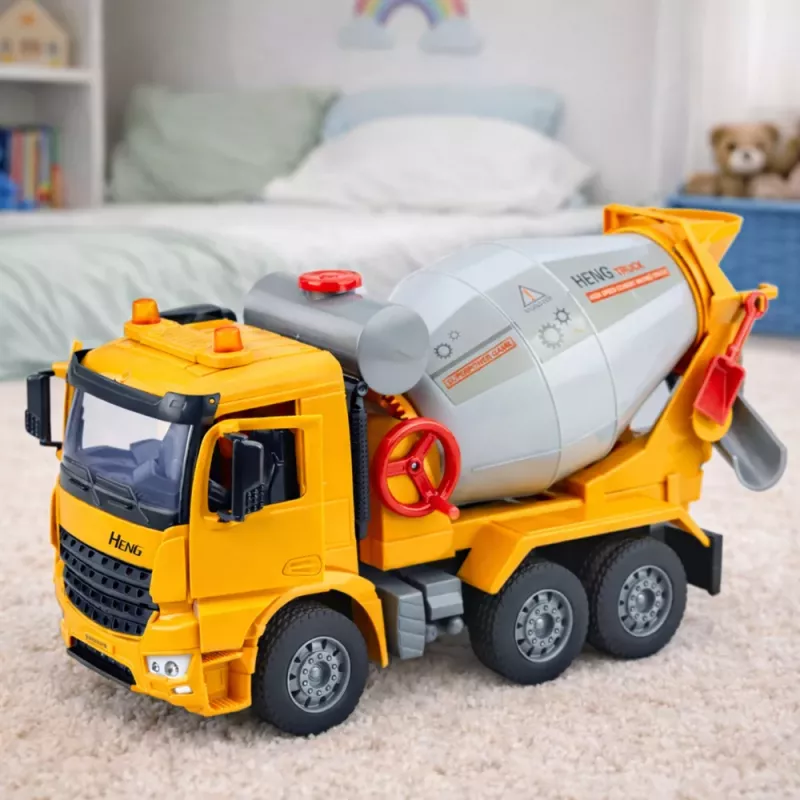 LEAN TOYS Camião de Construção Betoneira Tambor Rotativo Luzes Sons