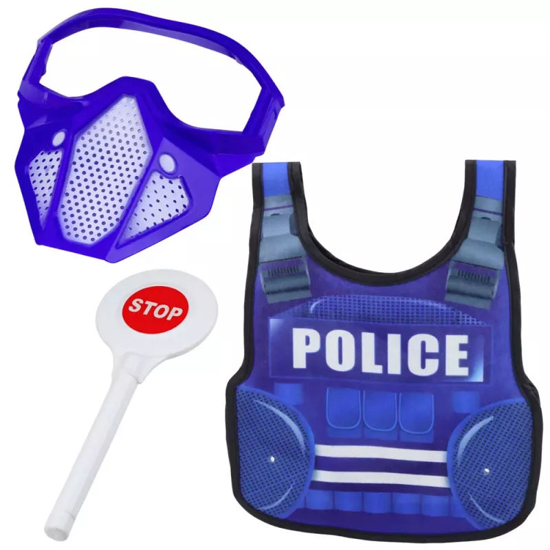 LEAN TOYS Conjunto de Polícia Colete Espingarda Máscara Walkie-Talkie Acessórios