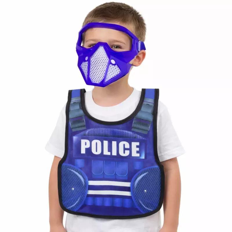 LEAN TOYS Conjunto de Polícia Colete Espingarda Máscara Walkie-Talkie Acessórios