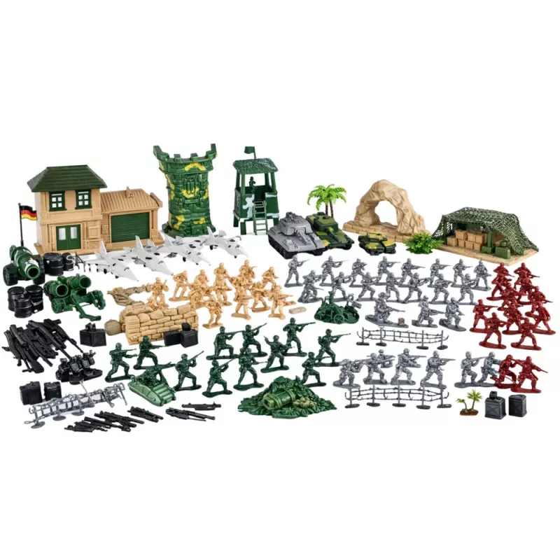 LEAN TOYS Base Militar Figuras Soldados Veículos Grande Conjunto Militar 300 Peças