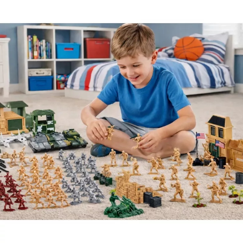 LEAN TOYS Base Militar Figuras Soldados Veículos Grande Conjunto Militar 300 Peças