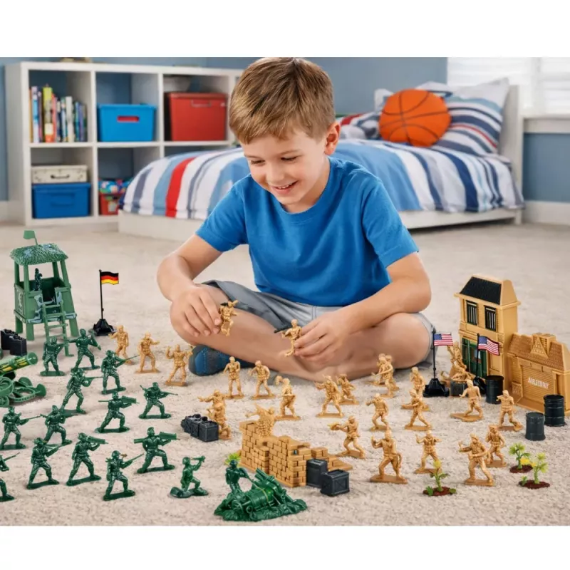 LEAN TOYS Base Militar Figuras Soldados Veículos Grande Conjunto Militar 400 Peças