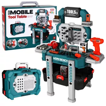 LEAN TOYS Conjunto DIY 2 em 1 Bancada de Trabalho Mala Oficina Chave de Fendas 78 Peças