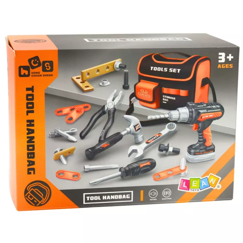 LEAN TOYS Conjunto de Ferramentas DIY em Saco Berbequim e Chaves de Fendas 25 Peças