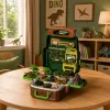 LEAN TOYS Conjunto Dinossauros em Mochila, Mala, Figuras, Cartas Educativas, Acessórios, 30 Peças
