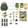 LEAN TOYS Conjunto Dinossauros em Mochila, Mala, Figuras, Cartas Educativas, Acessórios, 30 Peças
