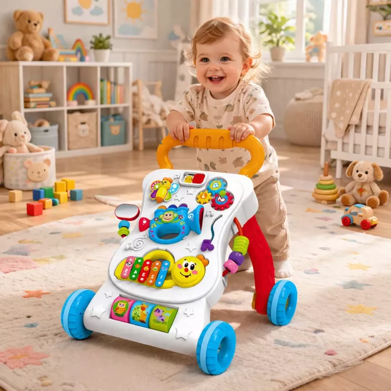 LEAN TOYS Andarilho com Painel Musical Interativo 3 em 1 Sons