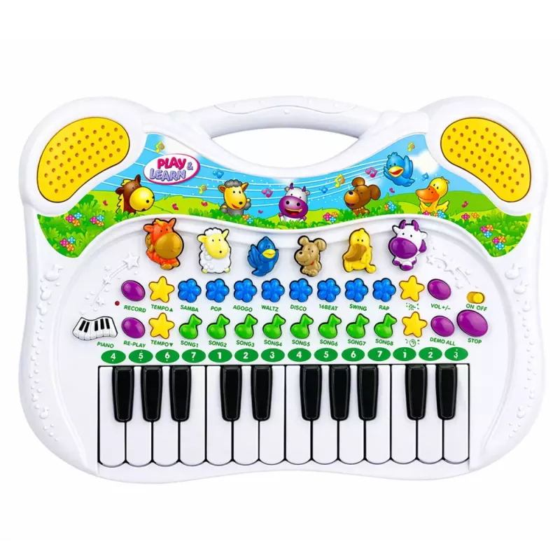 LEAN TOYS Piano Educativo Interativo para Crianças com Sons de Animais e Melodias