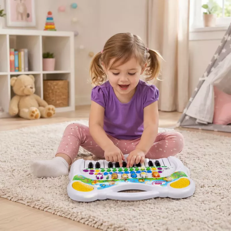 LEAN TOYS Piano Educativo Interativo para Crianças com Sons de Animais e Melodias