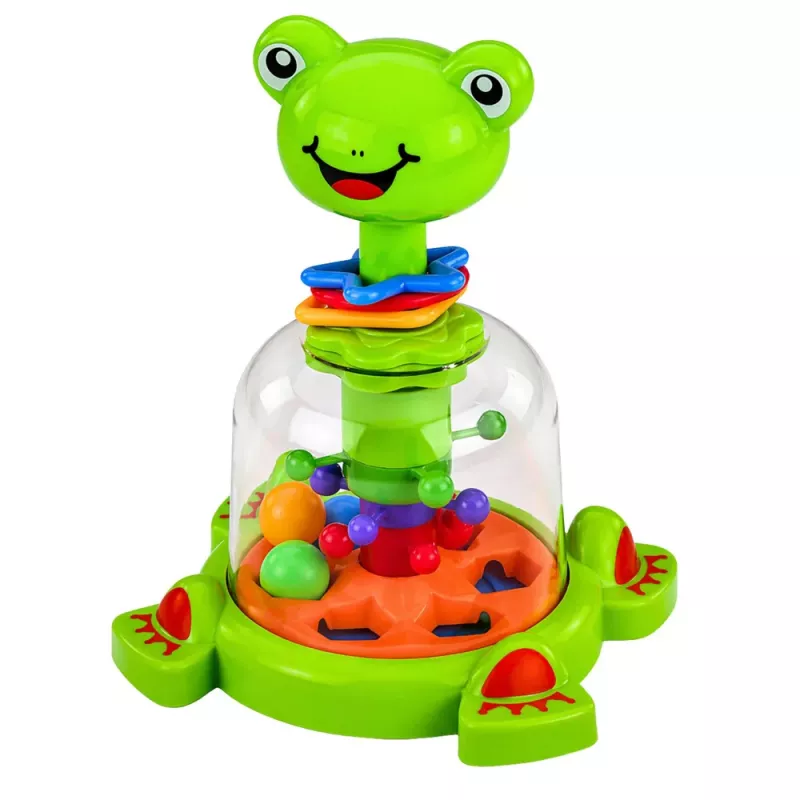 LEAN TOYS Pião de Rã Interativo com Bolas Giratórias para Bebés