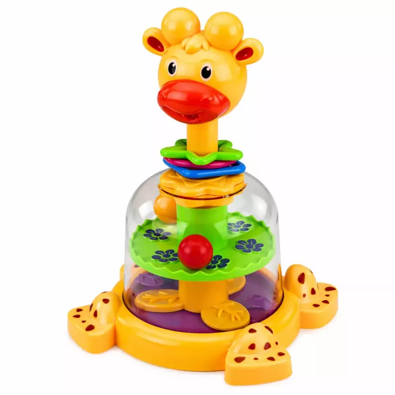 LEAN TOYS Pião de Girafa Interativo com Bolas Giratórias para Bebés