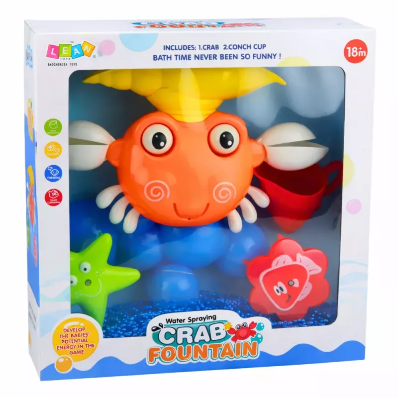 LEAN TOYS Conjunto de Banho Caranguejo Fonte Brinquedo Interativo com Ventosas
