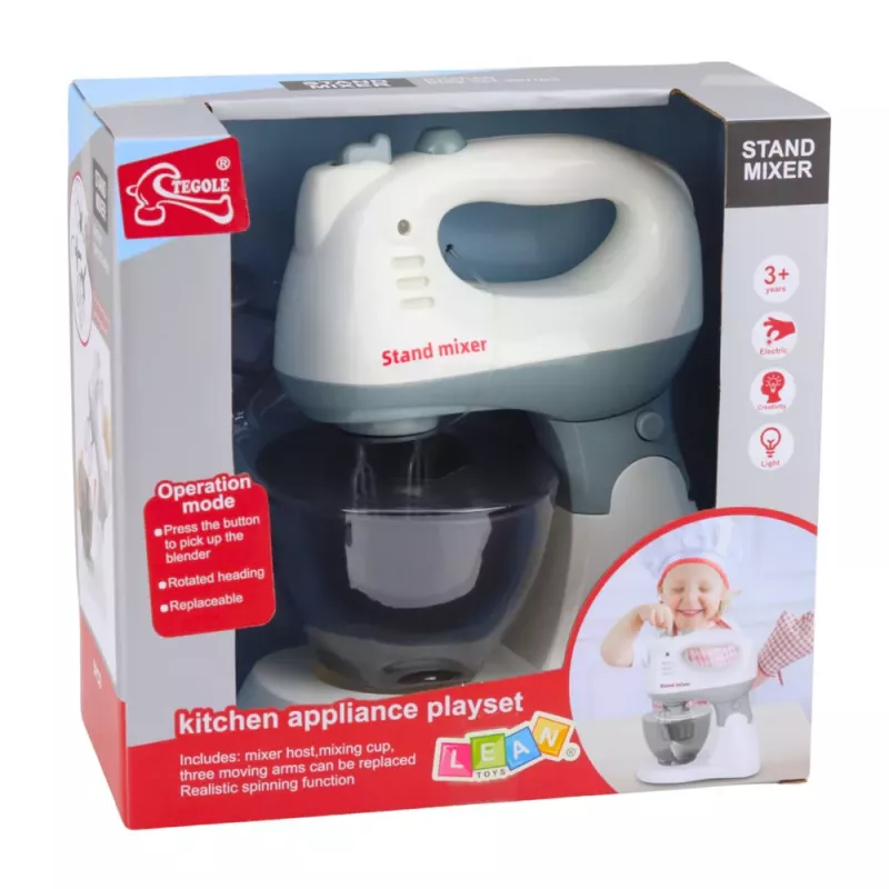 LEAN TOYS Robô de Cozinha para Crianças com Suporte e Tigela, Luz e Som