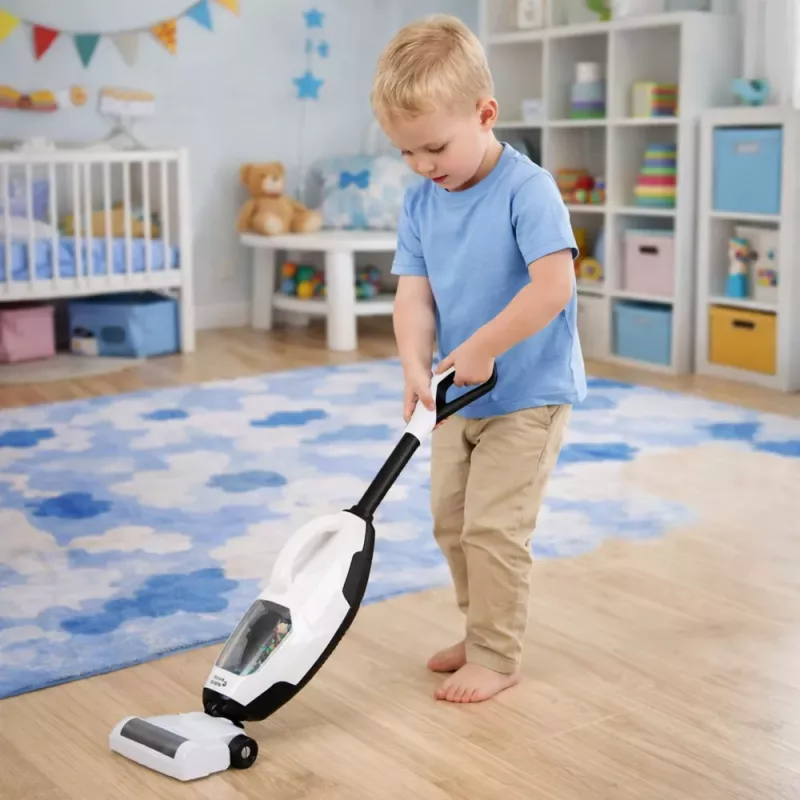 LEAN TOYS Aspirador de Brinquedo para Crianças Vertical e Manual 2 em 1 Função de Sucção Sons