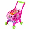 LEAN TOYS Carrinho de Compras Grande para Crianças, Alimentos, Rosa, 52 cm, 46 Peças